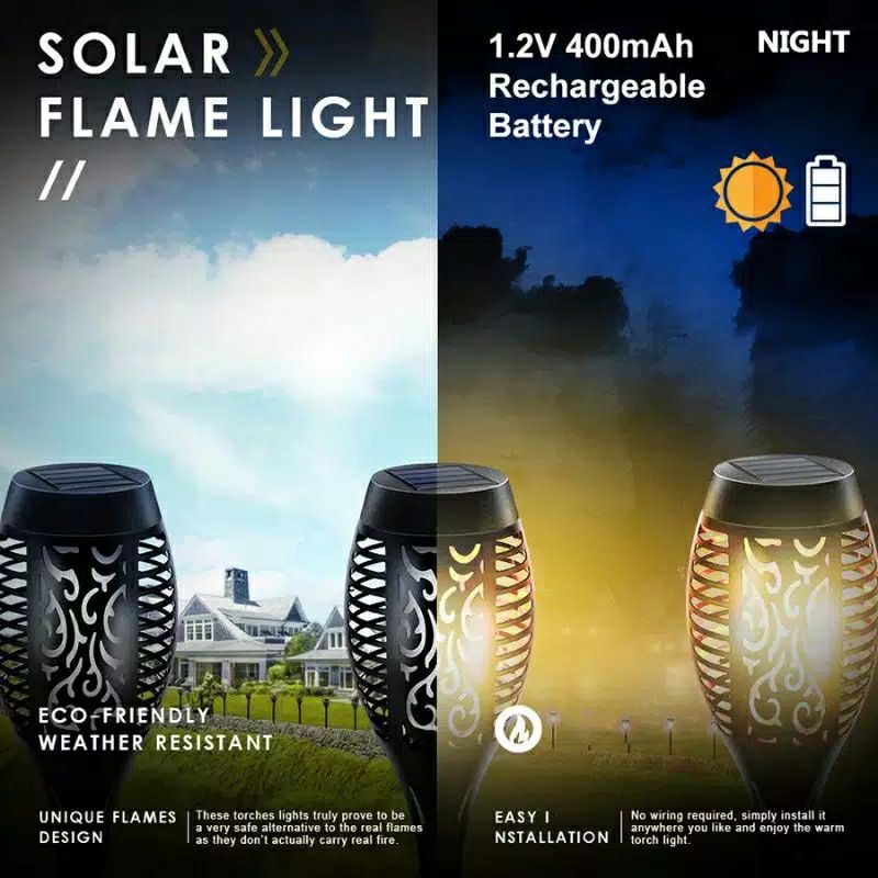 Lampu Taman Solar / Lampu Model Obor Tenaga Surya / Flame Light Kecil