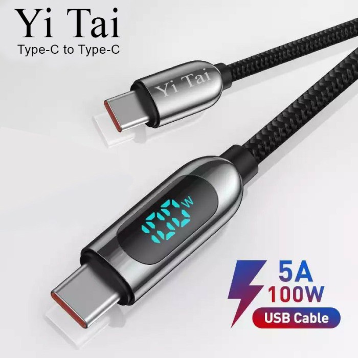 KABEL DATA TYPE C TO TYPE C LED DIGITAL PD 100W YI TAI YICC-100