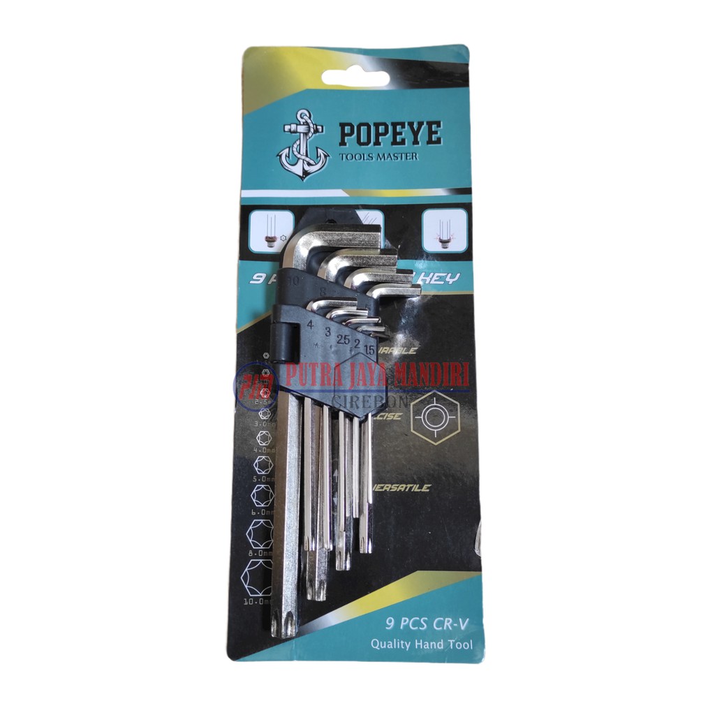 Kunci L Kombinasi Hex Dan Bintang Set 9 Pc  - Kunci L Combination Hex And Torx