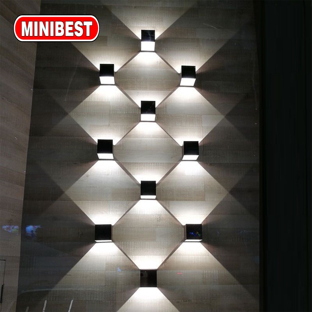 MB LAMPU OUTDOOR MODERN / LAMPU DINDING LED MINIMALIS / LAMPU DINDING 2 ARAH PERSEGI OUTDOOR