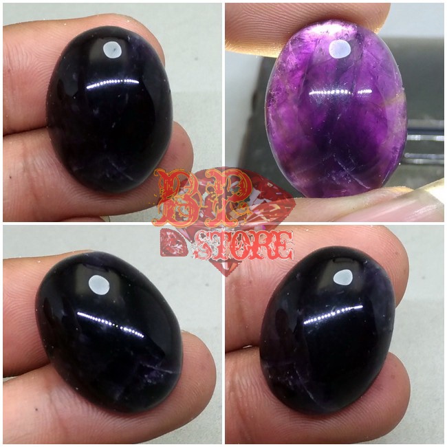 Batu Akik Kecubung Wulung Hitam Tembus Ungu Asli