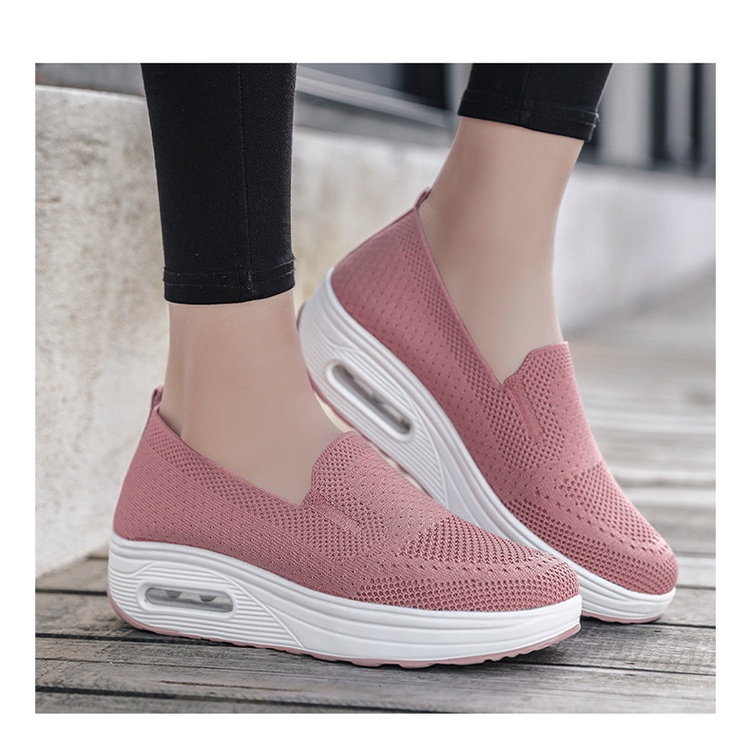 TOPGROSIR &quot;FREE BOX&quot; LV0075 Sepatu Slip On Wanita Sepatu Flyknit Kanvas Wanita Import