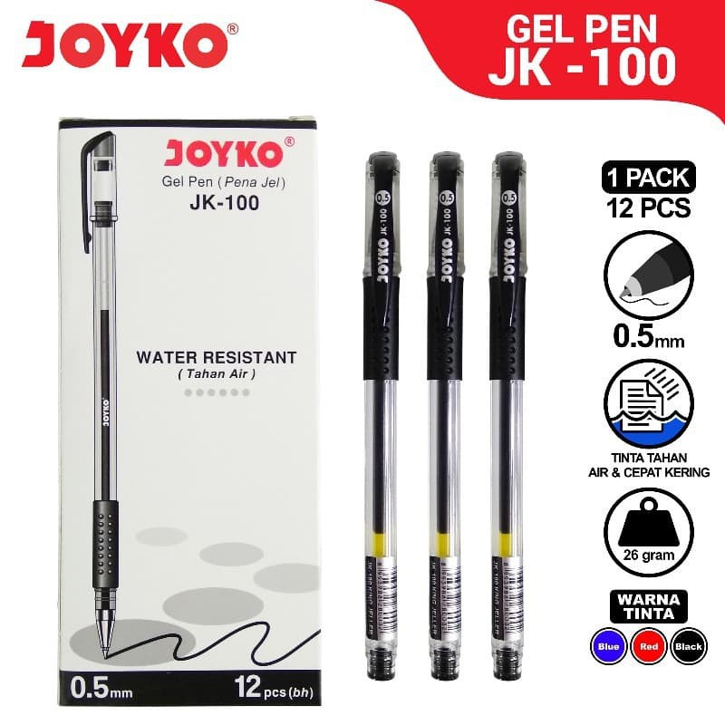 

joyko ballpoint gel pena jk 100 hitam 0,5