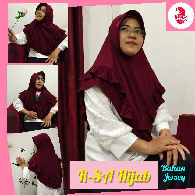 Hijab Bergo R-SA Bahan Jilbab Jersey Lembut dengan renda