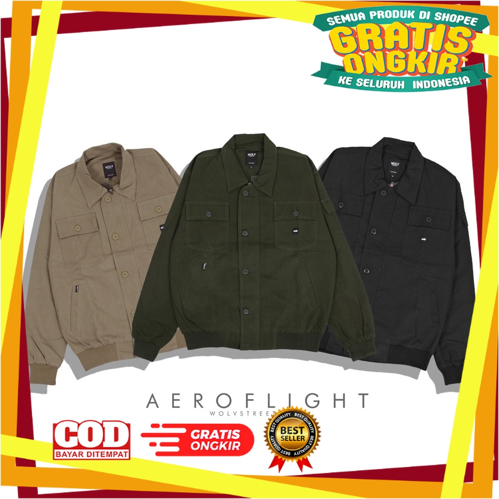 Jaket Jeans bomber Hoddie Termurah / JAKET PRIA - JAKET AERO FLIGHT WOLV ORIGINAL - JAKET FLIGHT - J