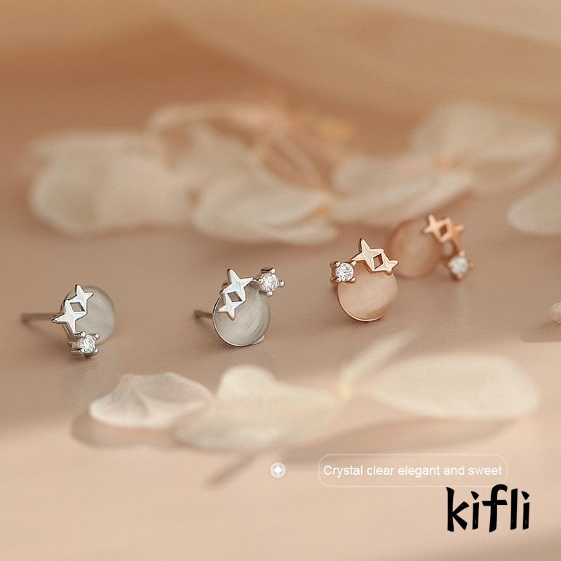 Anting Stud Desain Bintang Opal Bahan S925 Sterling Silver Untuk Wanita