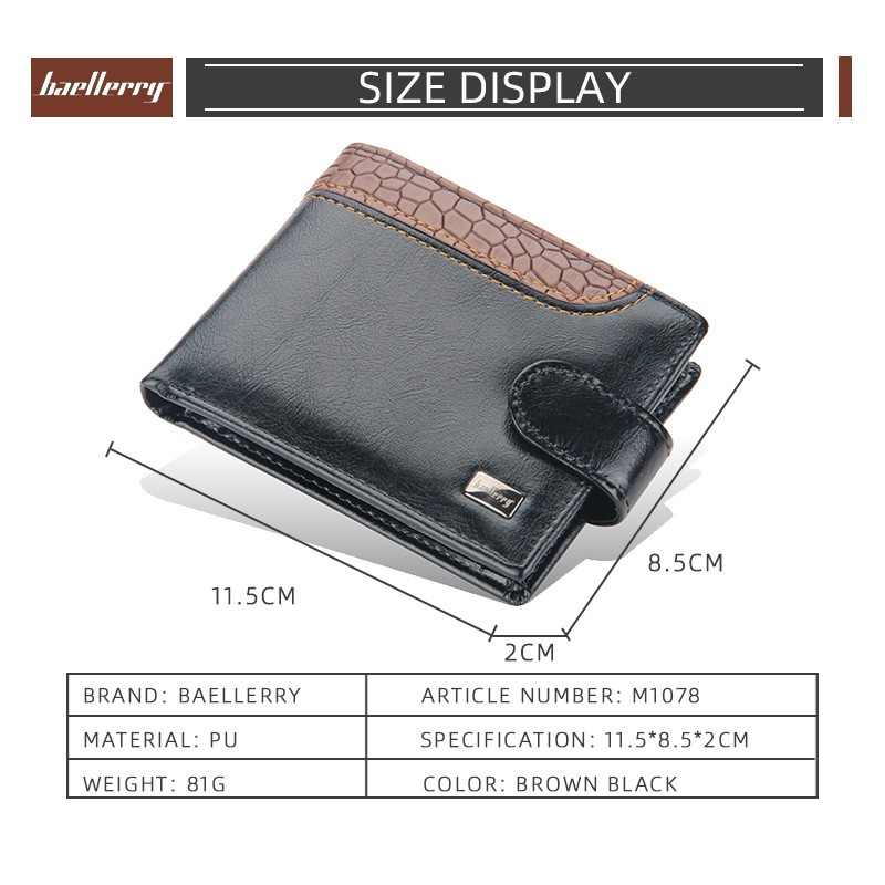 Dompet Lipat Kulit Pria Casual Style Men's Wallet Import Original Baellerry