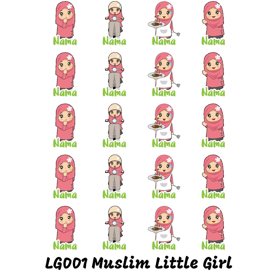 

Sticker Nama Cutting Label Waterproof Tahan Air Little Girl 01 (LG001)