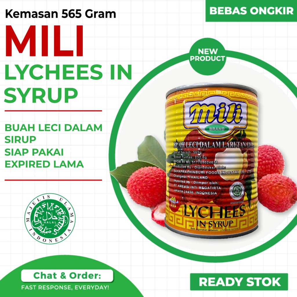 

Mili Lychee in Syrup 565g / Leci Kaleng Mili 565g leci