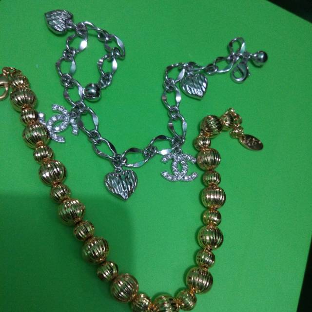 Gelang tangan chanel silver+gelang gold bijilada