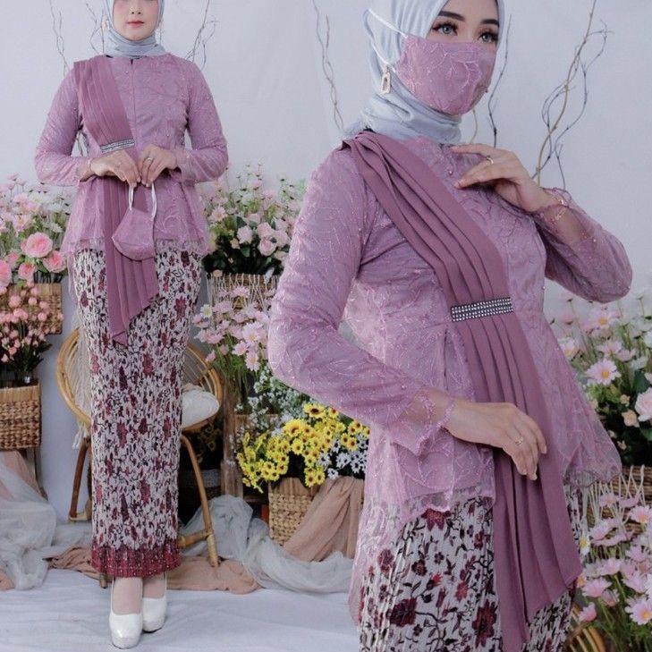 Wow Murah Meriah.. Set Kebaya Modern Slendang Aurora / Kebaya Wisuda / Kebaya Pesta / Baju Kondangan