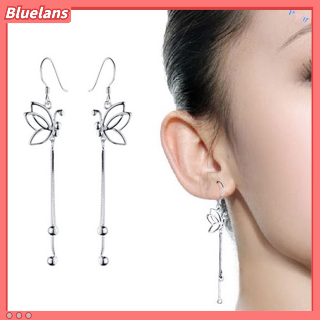 Bluelans Women Elegant Butterfly Dangle Long Chain Line Alloy Hook Earrings Jewelry Gift