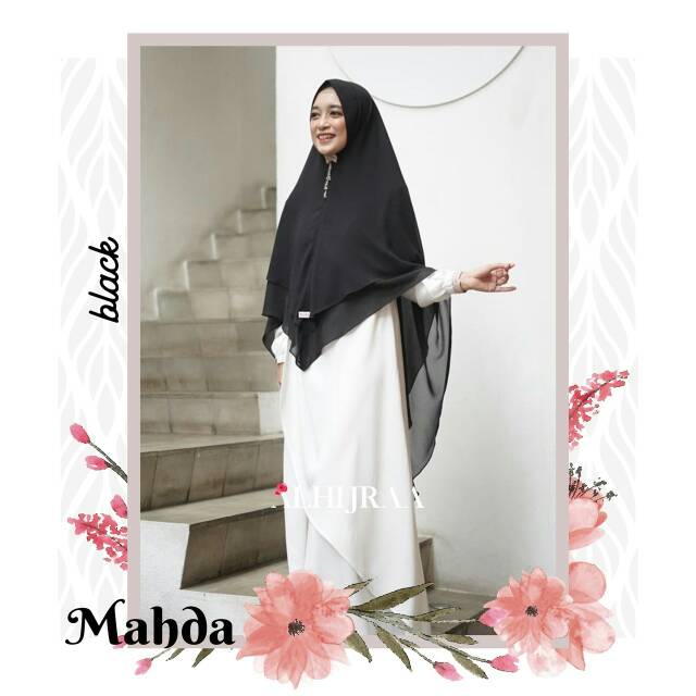 Khimar Mahda By Al Hijra, Hijab warna Maroon 2 Layer bahan Ceruti Georgette yg AdemRingan dan Nyaman