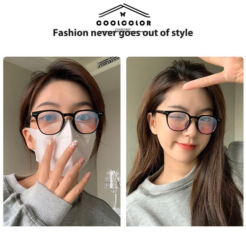 COD kacamata anti radiasi Gradient Pink Blush Glasses Wanita Trendi Wajah Bulat Kacamata Bingkai Hitam untuk Foto- cl