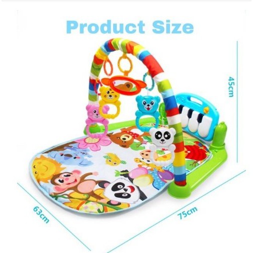 BABY GYM musical set musik bayi playmat matras mainan piano berkarakter dan rattles lucu