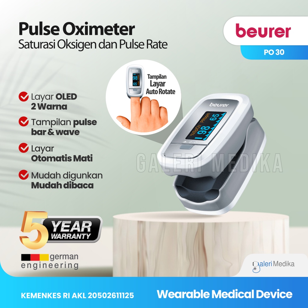 Beurer Pulse Oximeter PO-30 / PO 30 / PO30 Alat Ukur Kadar Oksigen - Oximeter / Oxymeter