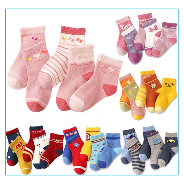 Kaos Kaki Bayi Newborn Motif Lucu Boy Girl isi 3 Pasang