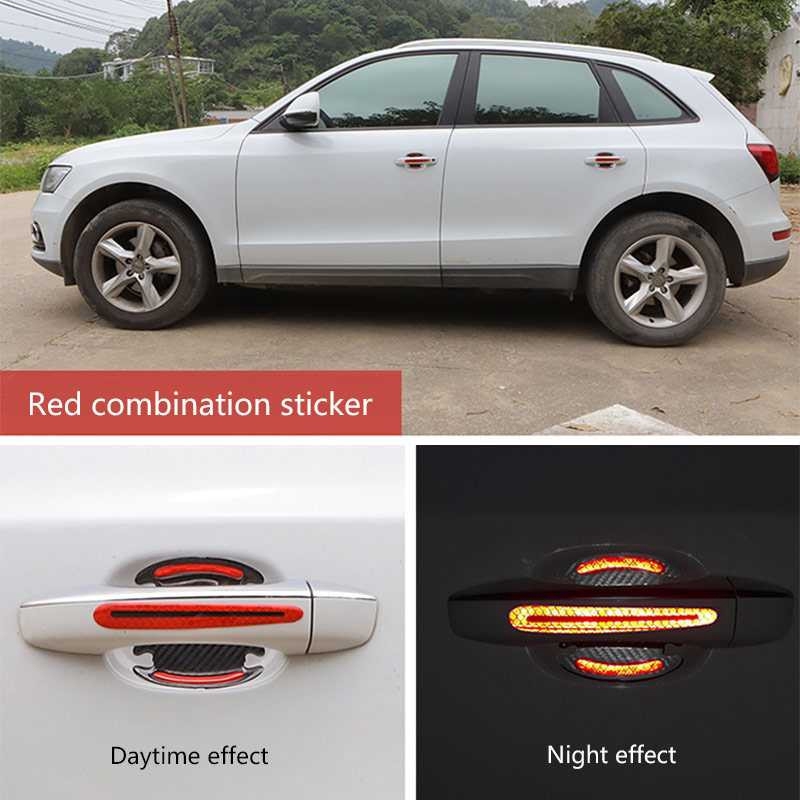 Sticker Reflective Gagang Pintu Mobil 4 PCS - Lurus