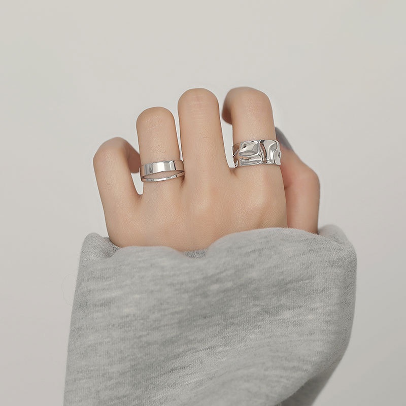 Cincin Warna Silver Gaya Trendy Untuk Wanita