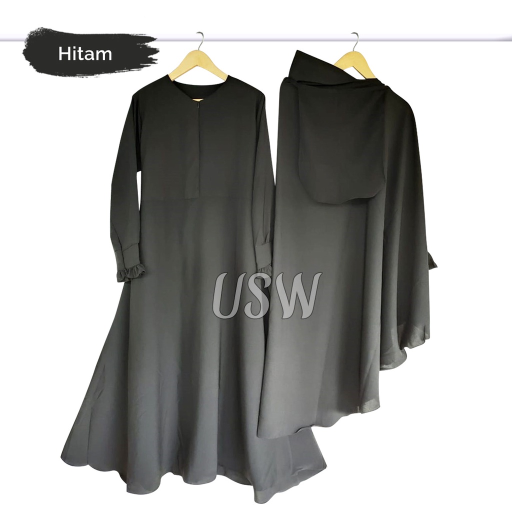 GAMIS SET CADAR WOLFIS PET /SET POLOS BASIC I XL / GAMIS SET HIJAB POLOS JUMBO FREE CADAR TALI UKURA