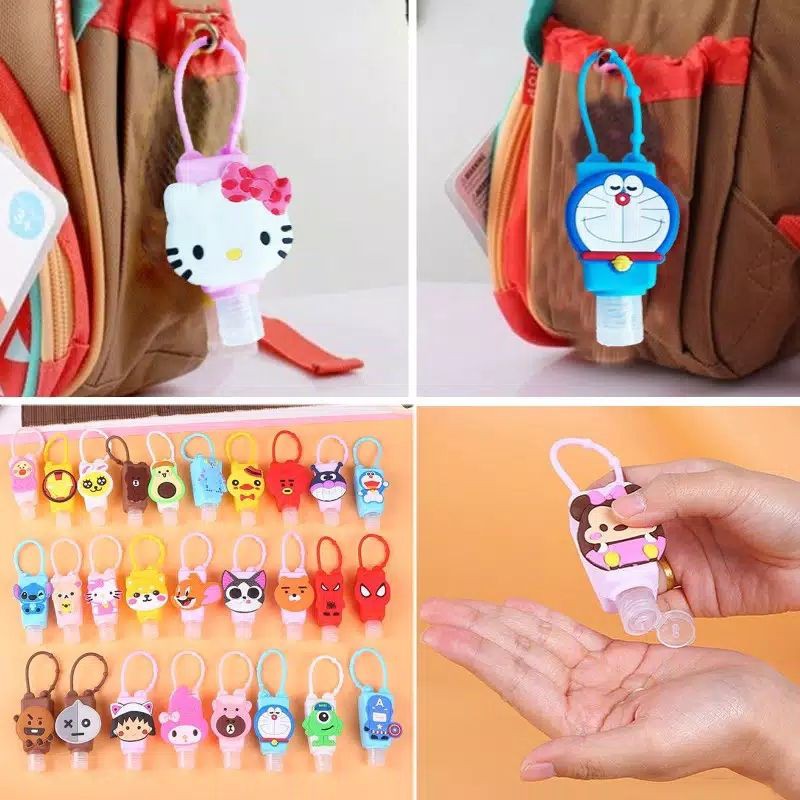 [ Part 2 ] Botol Tanpa Isi / Gantungan Hand Sanitizer Karakter Lucu Bahan Silikon