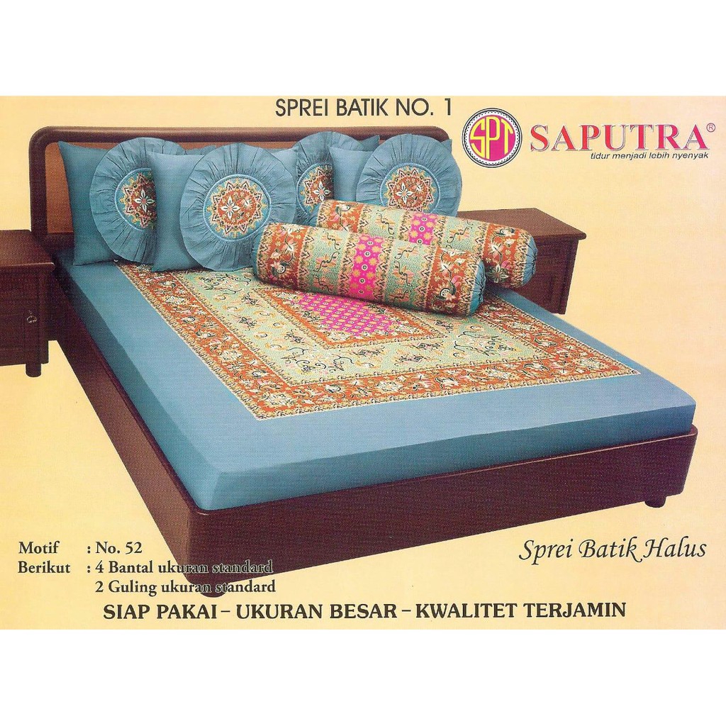 Saputra Sprei Batik 180x200 Full Katun Motif 52 / Seprai No 1