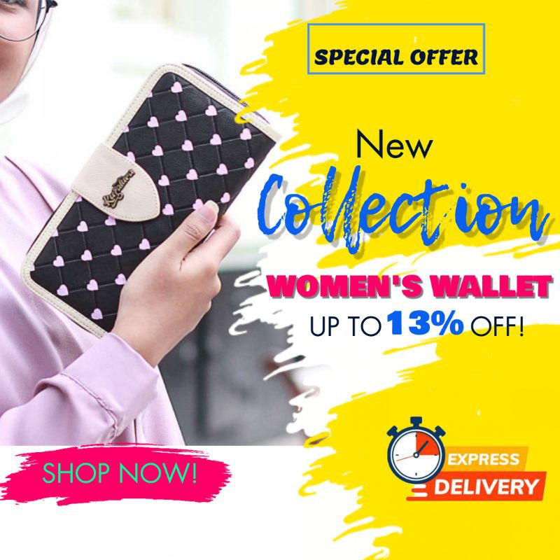 Dompet Wanita Simple Dompet Cewe Dompet Lipat Panjang Wanita Kulit Sintetis