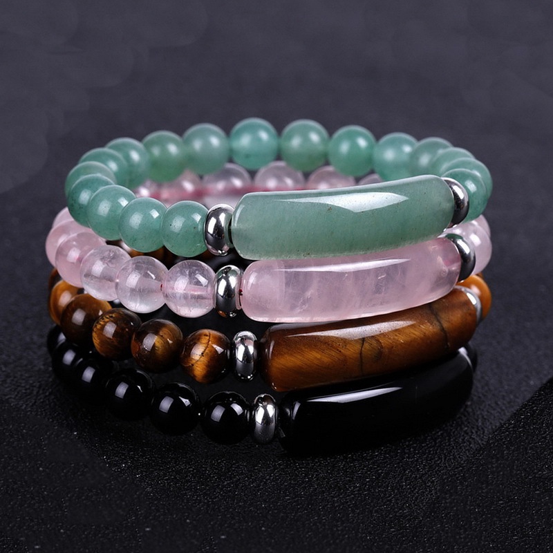 Gelang Chakra Agate Onyx Lapis Lazuli Elastis Ukuran 8mm Untuk Pria Dan Wanita
