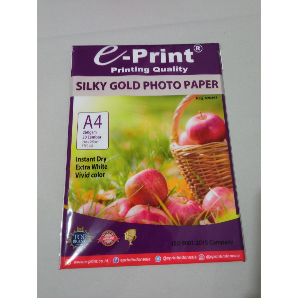 

E-print Silky Gold Phooto Paper A4 260gsm 20 lembar [ Buah Apel Dikeranjang ]