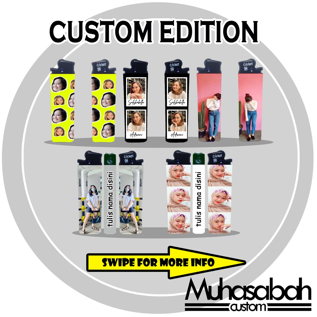 [Bisa COD] [No PO] Custom Korek Cricket Gambar/Foto Bebas Sesuai Permintaan Korek Cricket Api Murah