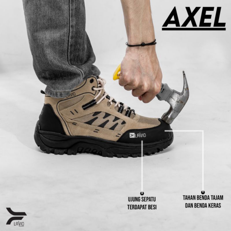 Sepatu Safety Pria Boots Tinggi Ujung Besi Original Lavio Axel Septi Kerja Proyek Lapangan