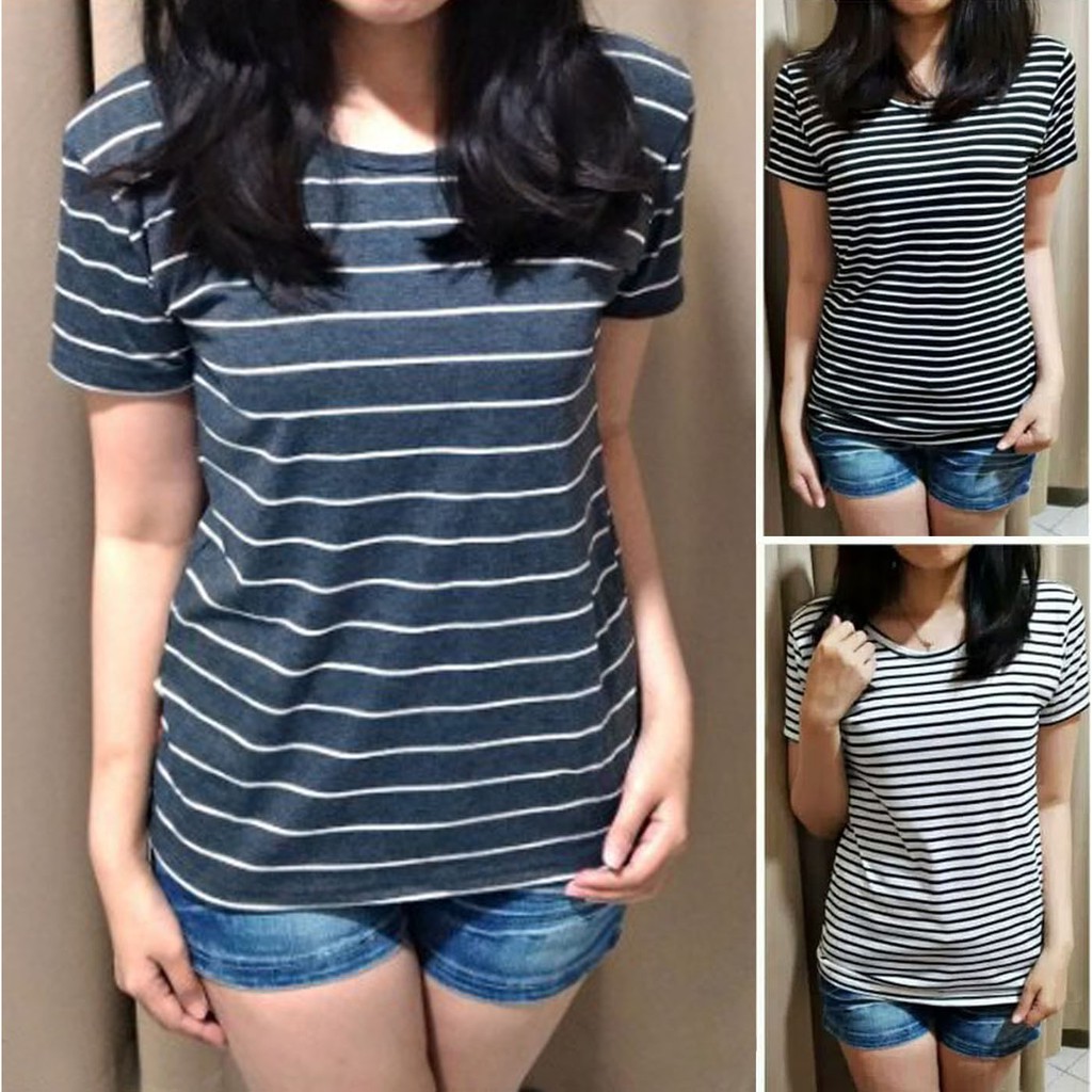 BESS - Kaos Salur Lengan Pendek / Kaos Stevia Top Lengan Pendek