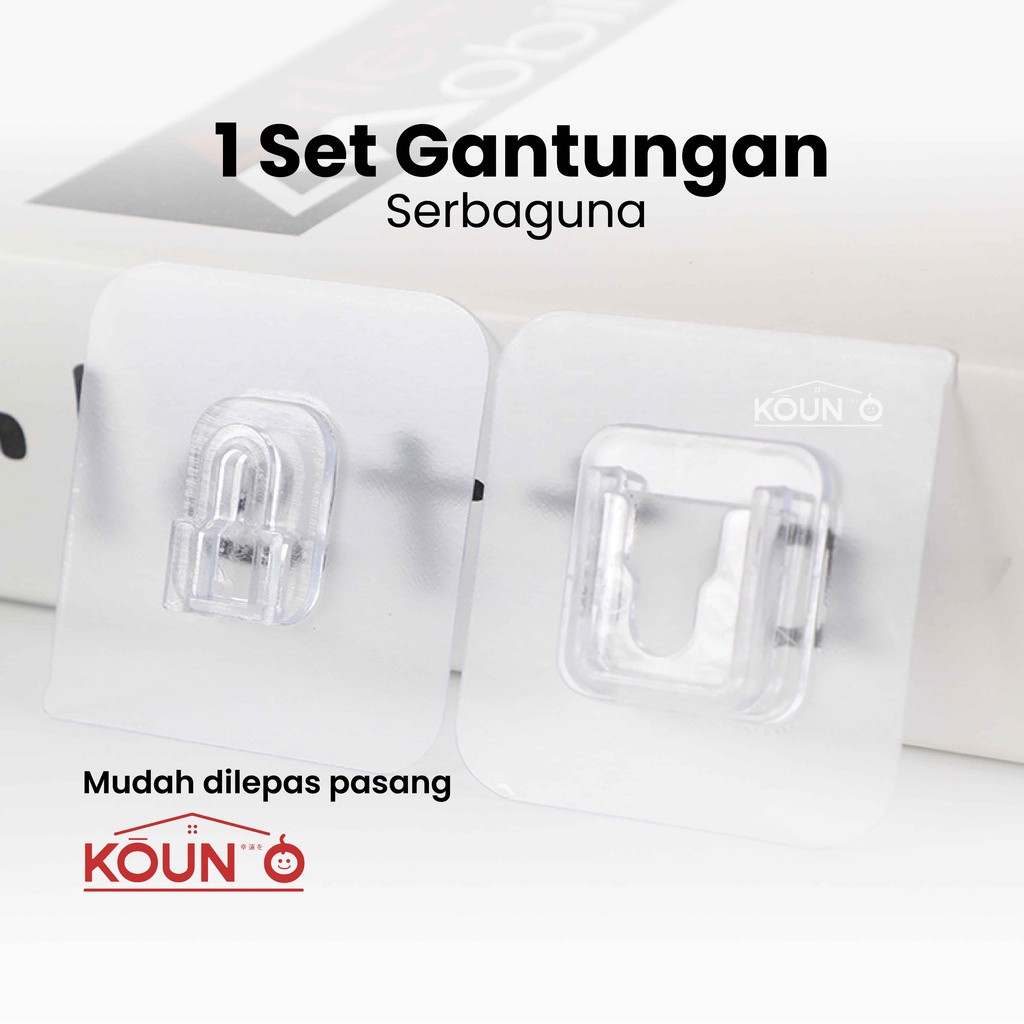 1 Set Perekat Gantungan Tempel Dinding Tembok Kuat Tanpa Paku Socket Hook Multifungsi Serbaguna