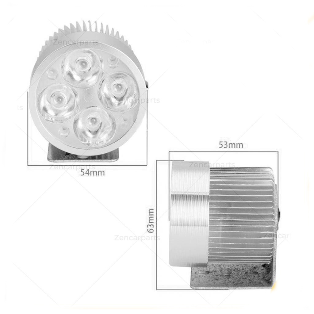 [BISA COD] Lampu Tembak Sorot LED Spion Motor Cree 4 Mata 12W 12V-24V Spotlight Tembus Kabut Hujan Aki Accu