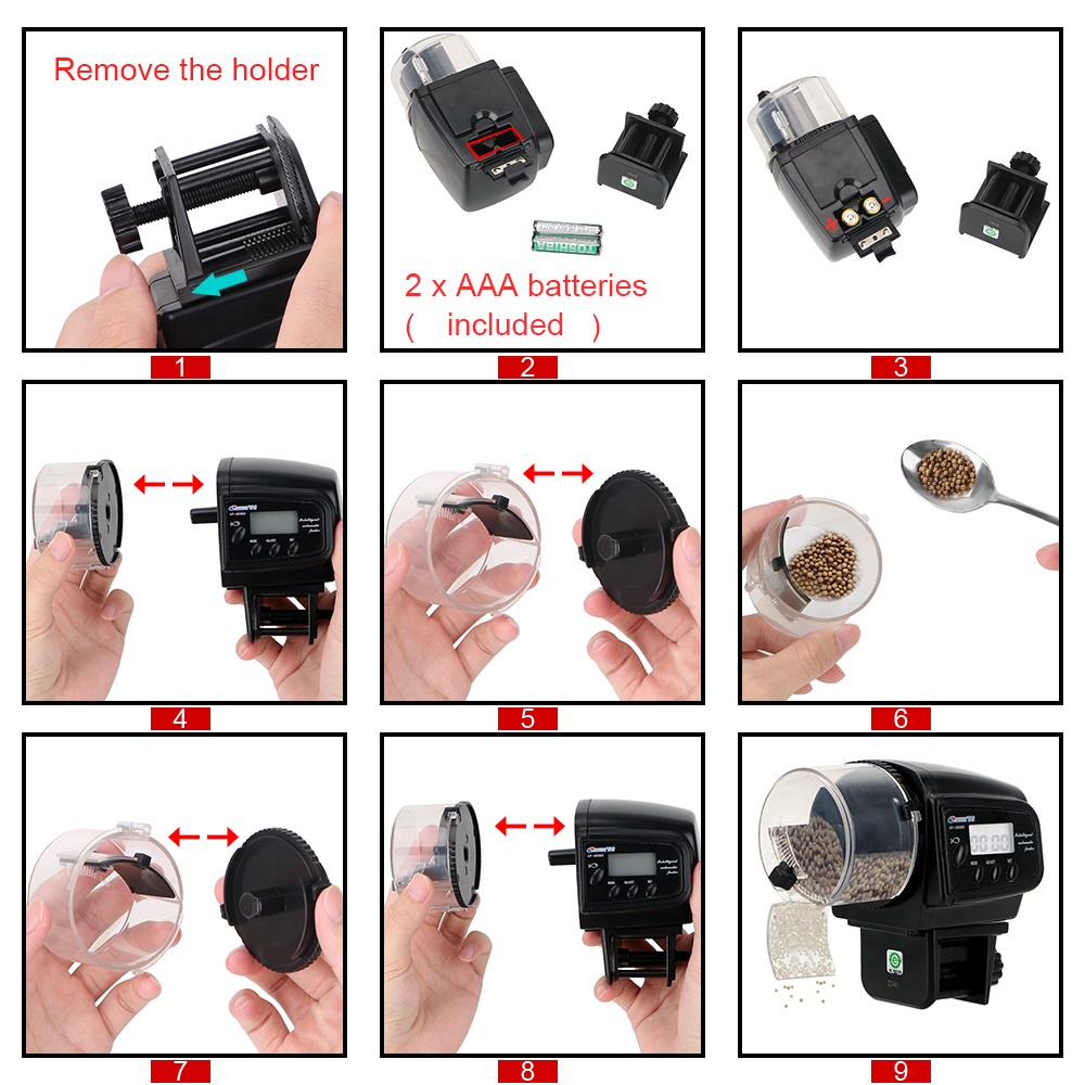Auto Feeder Fish Food Timer Aquarium Pakan Otomatis AF-2003 /AF-2009D Digital LCD Display Fish Food Depenser RESUN