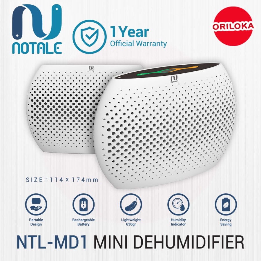 Notale NTL-MD1 Mini Dehumidifier Portable - Garansi Resmi