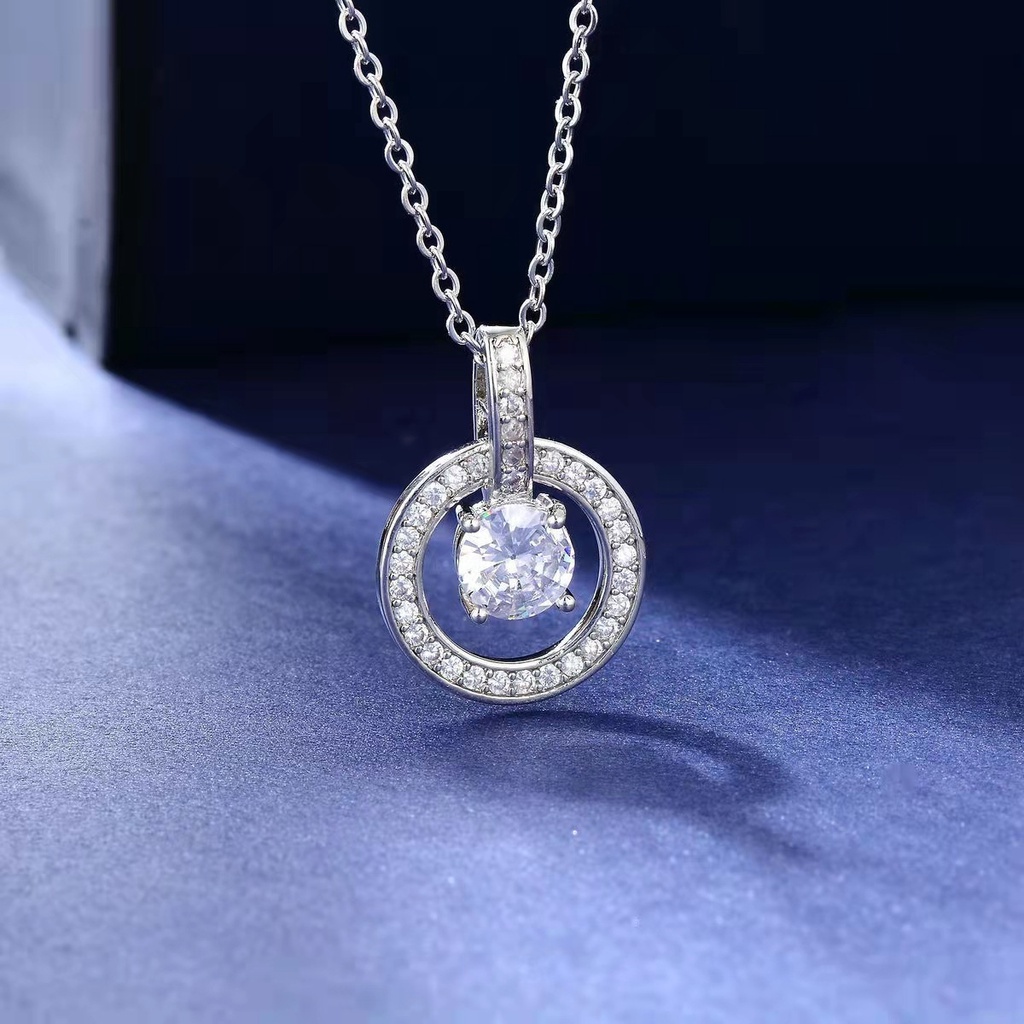 Pandora Kalung 925 Silver Cubic Zirconia Dengan Liontin Berlian Untuk Wanita