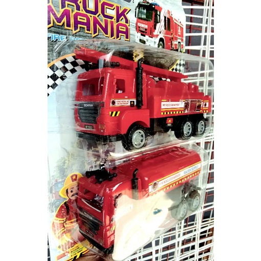 Mainan Mobilan Truck Pemadam Kebakaran Dan Tangki Pullback +-20cm (Harga 2pcs)