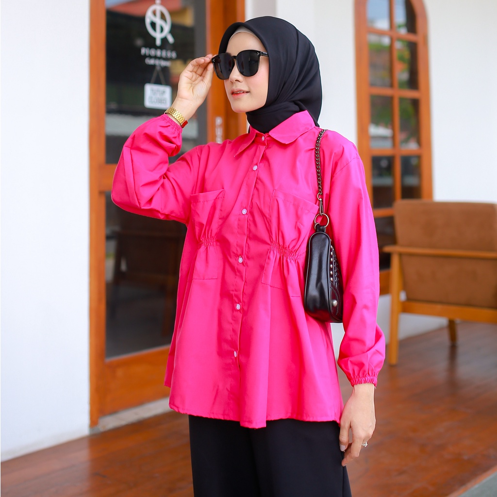 WOW-Cantika Blouse Poplin Atasan Wanita Kantong Serut