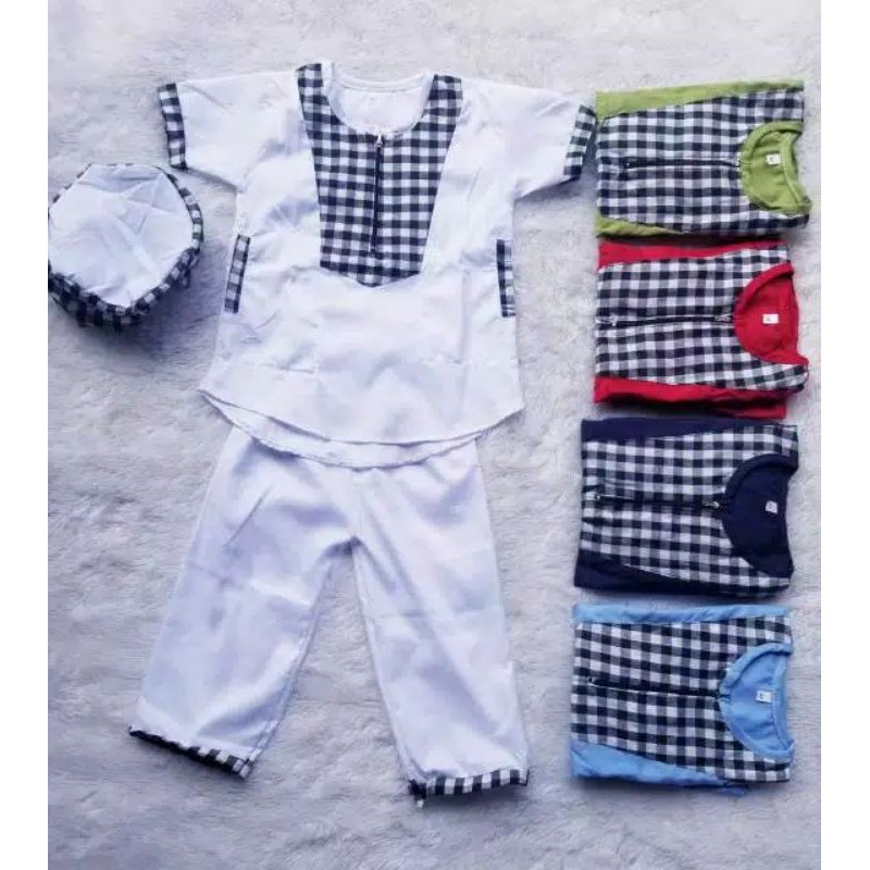 Baju koko Turki Motif Kotak Untuk Anak