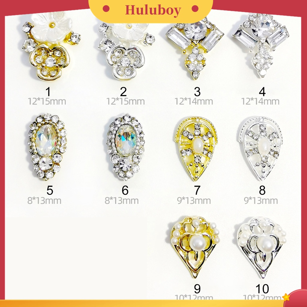 Huluboy Huluboy♡ 10pcs / Kantong Berlian Imitasi Bahan Alloy Untuk Dekorasi Nail Art