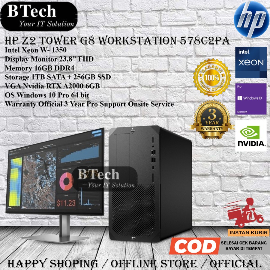 HP Z2 G8 WORKSTATION 578C2PA XEON W-1350/16GB/1TB+256GB/VGA 6GB/W10P