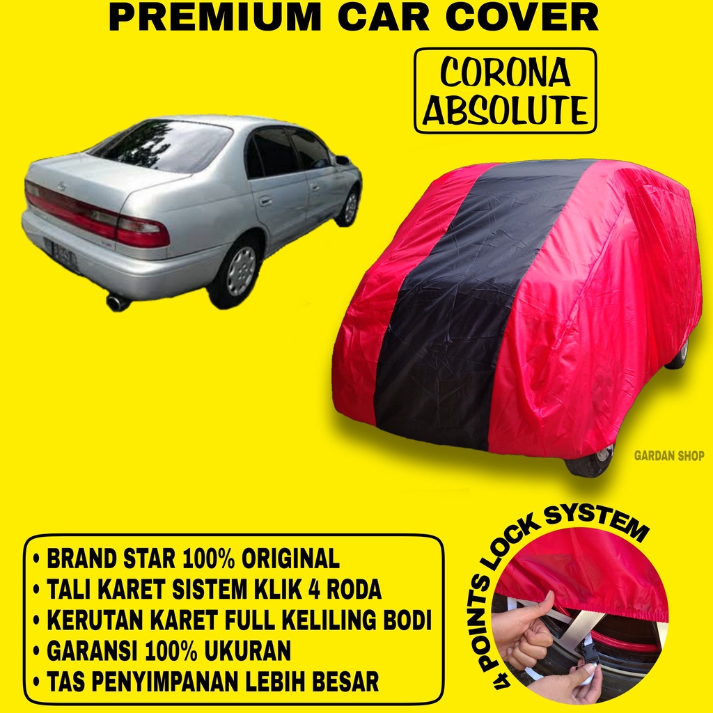 Body Cover CORONA ABSOLUTE MERAH HITAM Penutup Bodi Mobil Corona Absolute Waterproof PREMIUM