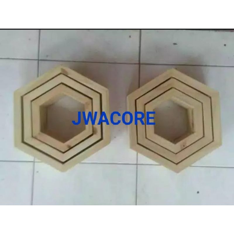 RAK DINDING SEGI ENAM HEXAGONAL 1SET 3PCS