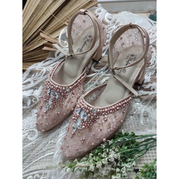 sepatu Rafaizoutfit sepatu wedding Angela tali rosegold tinggi 7cm tahu