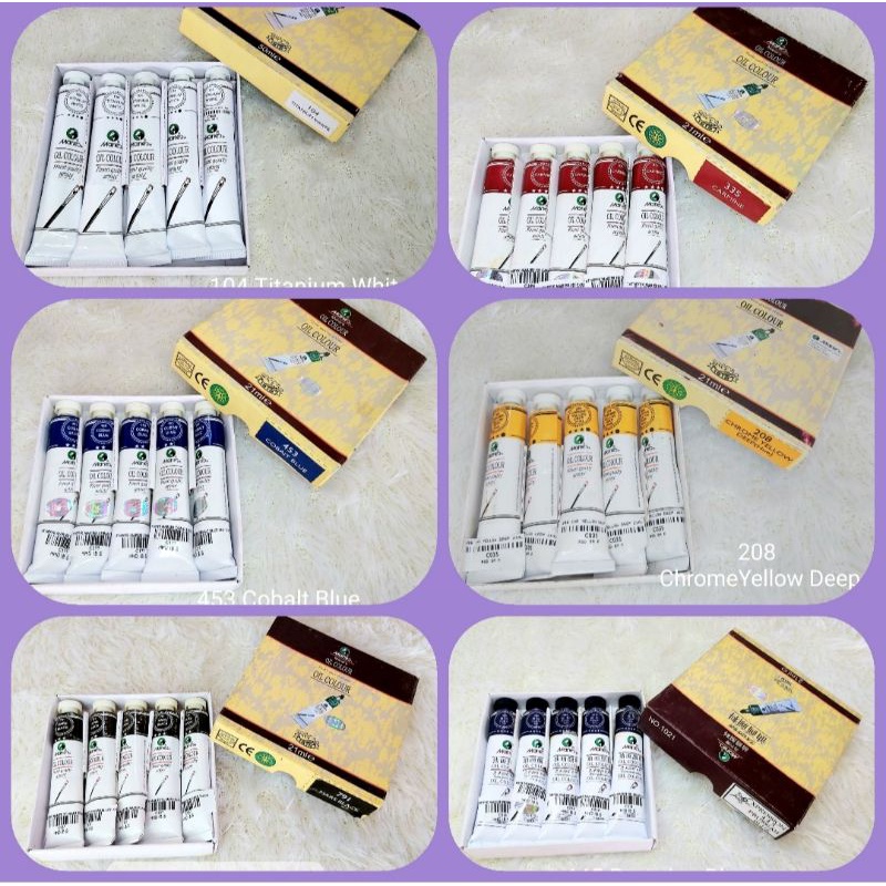 

Cat Minyak Maries 21ml: Zinc White, Scarlet, Cobalt Blye, Lamp Black, Viridian dll
