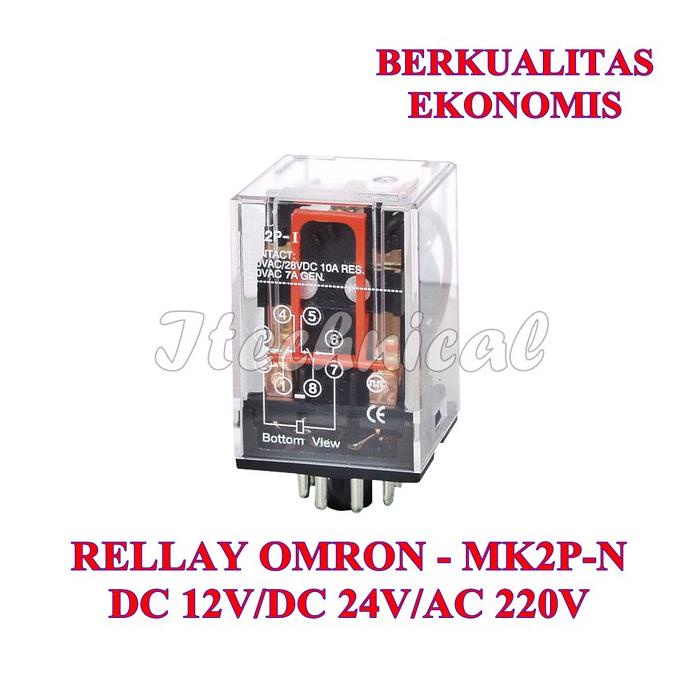 Relay Rellay Omron Mk2P-N Ac 220V / Mk2P-N Dc12V / Mk2P-N Dc24V 8 Kaki