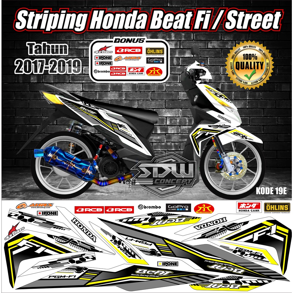 Striping Beat 2017-2019 Variasi Stiker Lis Motor Beat Kode 19