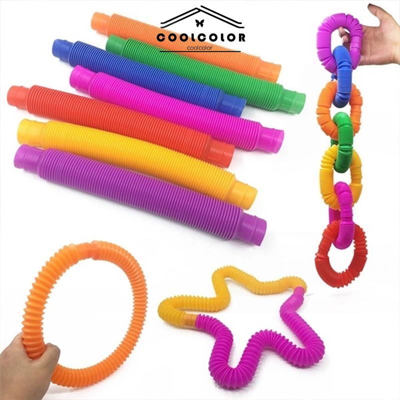 COD❤️Mainan Fidget Tabung Pop it Teleskopik Bahan Plastik Corrugated Warna-Warni Untuk Anak Tabung Mainan Pendidikan- cl