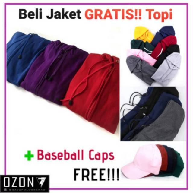 Jaket polos jaket sweater jaket Hoodie Zipper Polos GRATIS baseball caps topi baseball distro poloa